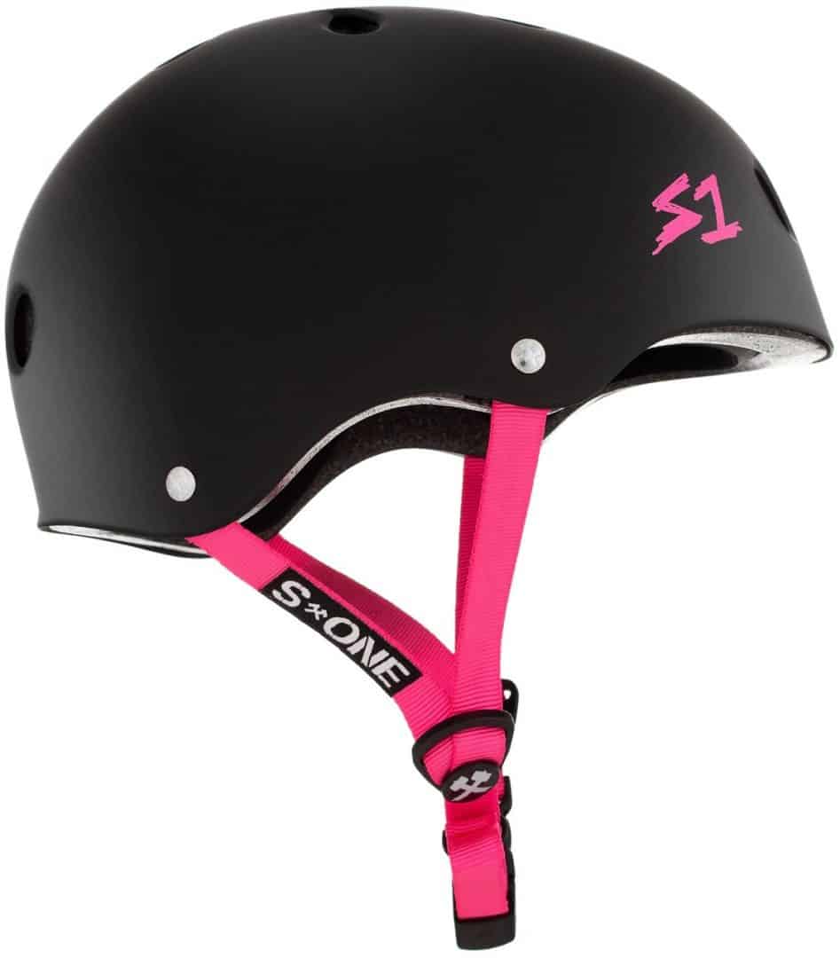 S-One Lifer Helmet - Matte Black with Pink Straps - Image 2