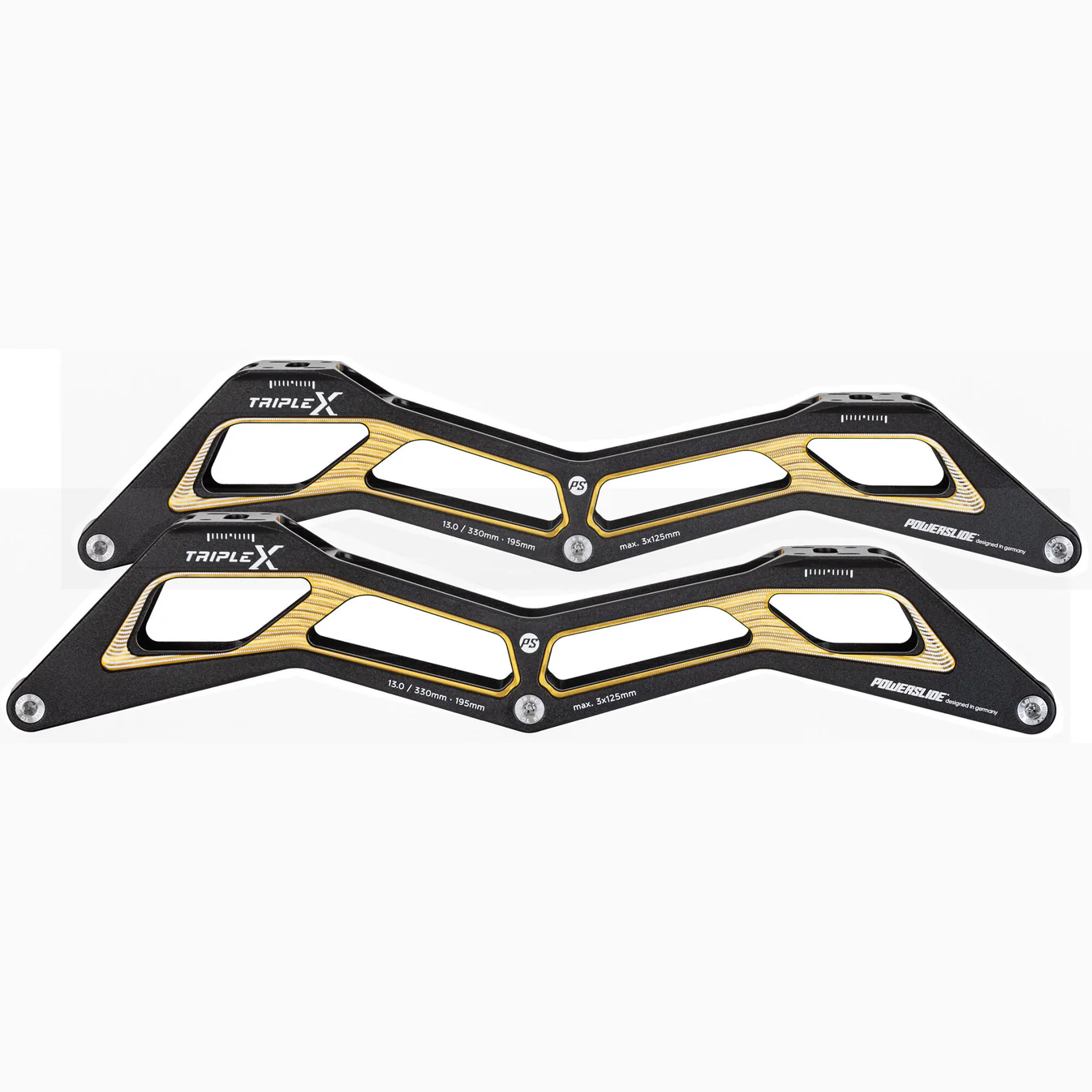 Powerslide Triple X - Inline Speed Frame - 3x125 - Black/Gold